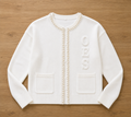 OES Pearl Trim Cardigan Sweater (Prepaid)